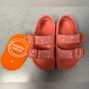 wonder nation Coral Pink Floral Double-Strap Slide Sandals